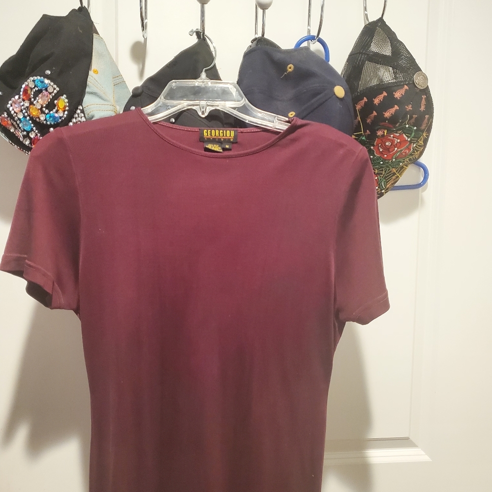 100% Silk top in a dark burgandy.